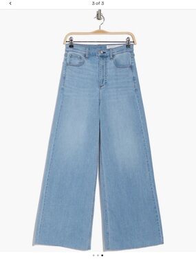 rag & bone Light Blue Wide-Leg Jeans Serena high waist wide leg fray hem